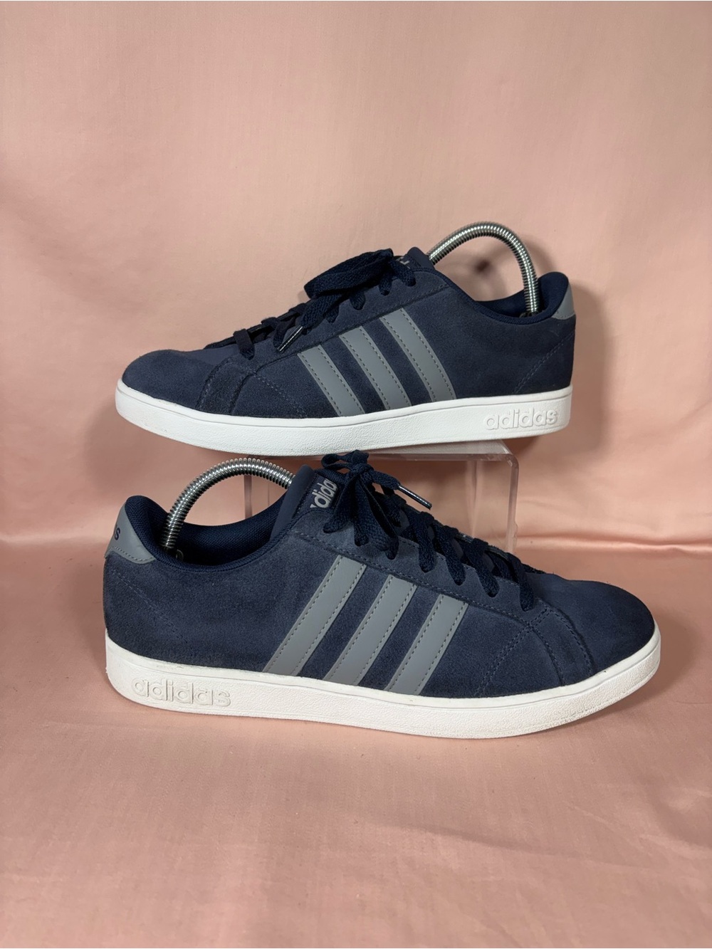 adidas Neo Baseline Cloudfoam Classic Navy Suede/Gray Trim/White Shoes M's 9